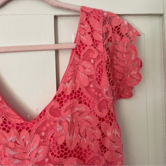 BB Dakota Coral Peach Lace Rene Shift Dress - Picture 8 of 16